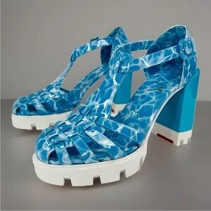 CRISTIAN LOUBOUTIN Meduzette Printed Patent Heeled Fisherman Sandals Size EU 40